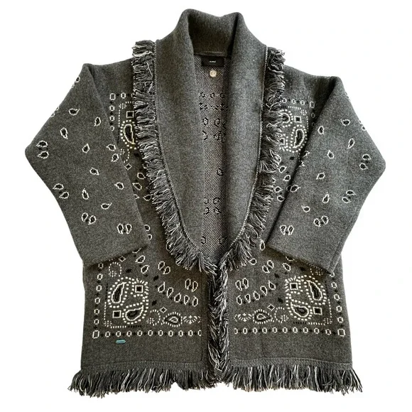 Alanui Bandana Jacquard Icon Cardigan Dark Grey M/L - Picture 3 of 10